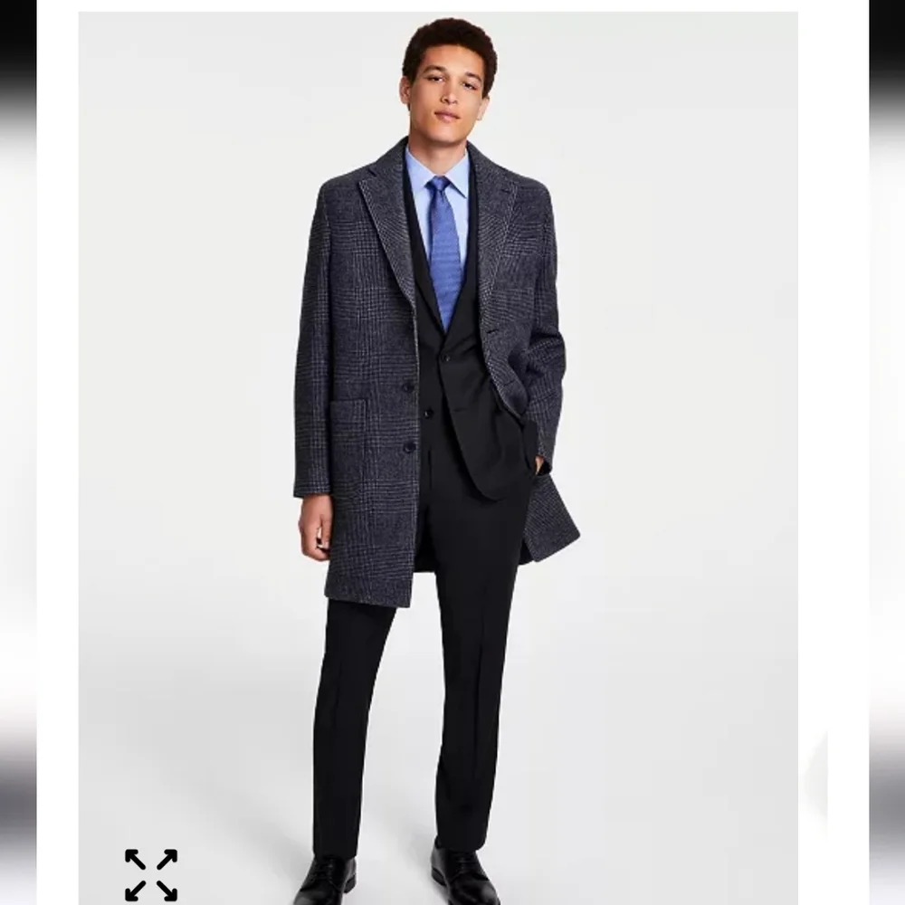 $495 B by Brooks Brothers Men's Plaid Wool Double-Face Overcoat Jacket Size 52L - Picture 1 of 13